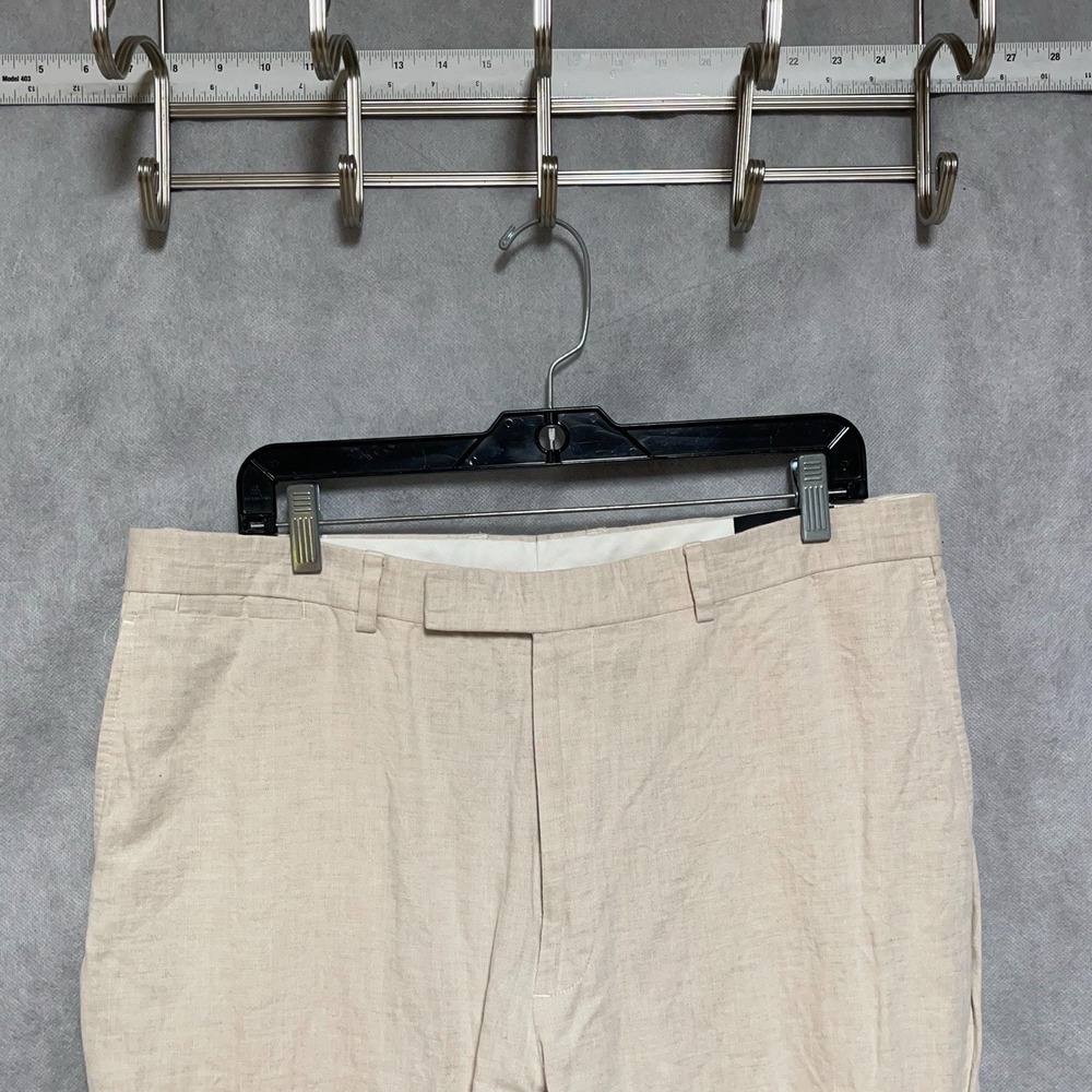 Claiborne Pants Men 36X32 Beige Linen Cotton Slacks Trousers Dress Casual Hybrid